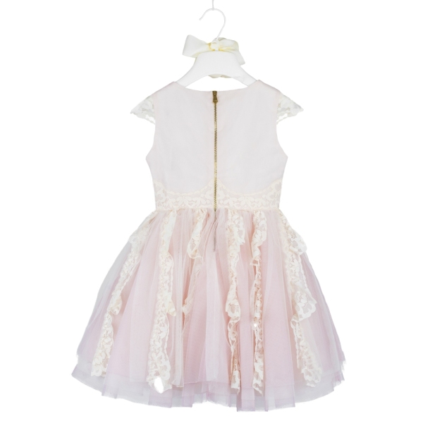 Girls Pale Pink Dress With Diamand Trims On The Chest PINCO PALLINO 