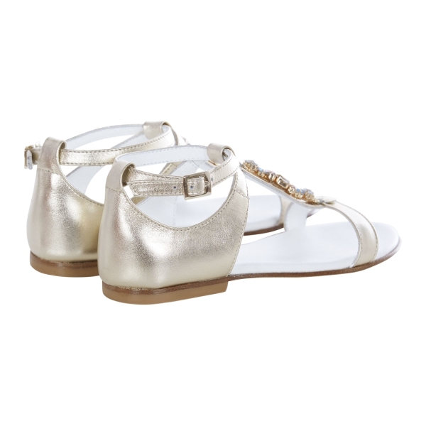 Girls Leather Sandals With Jewels PINCO PALLINO 