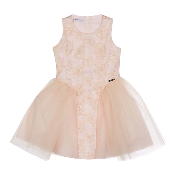 Girls Embroidered Dress with Tulle Skirt PINCO PALLINO 