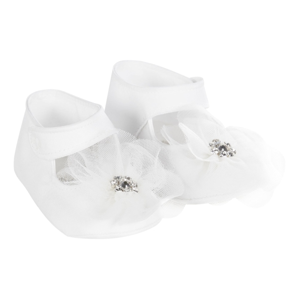 Baby Girls Tafetta Shoes With Tulle Flower Monnalisa 