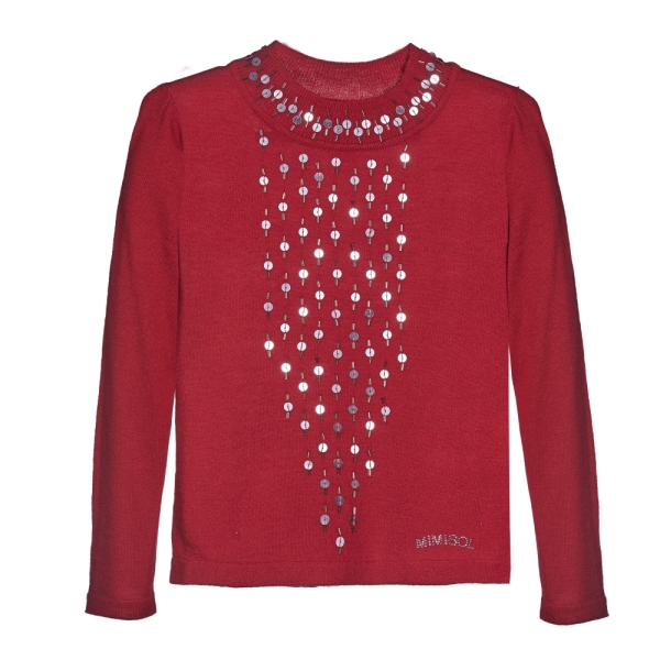 Girls Red Sweater with Sequins MI.MI.SOL 