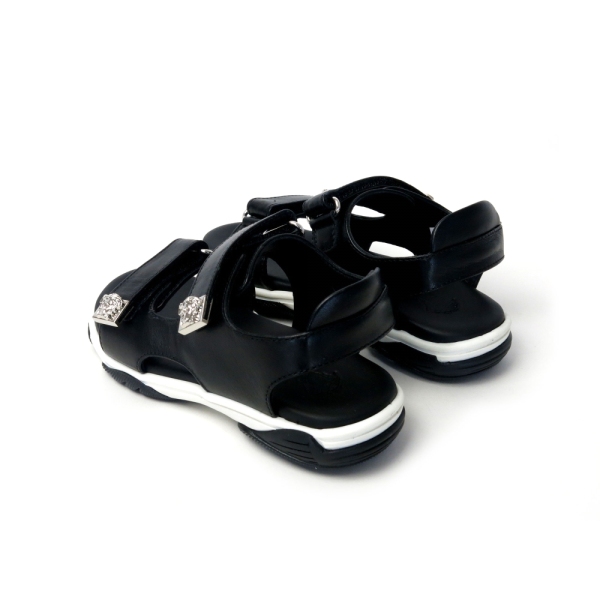 Boys Black Sandals with Velcro VERSACE 
